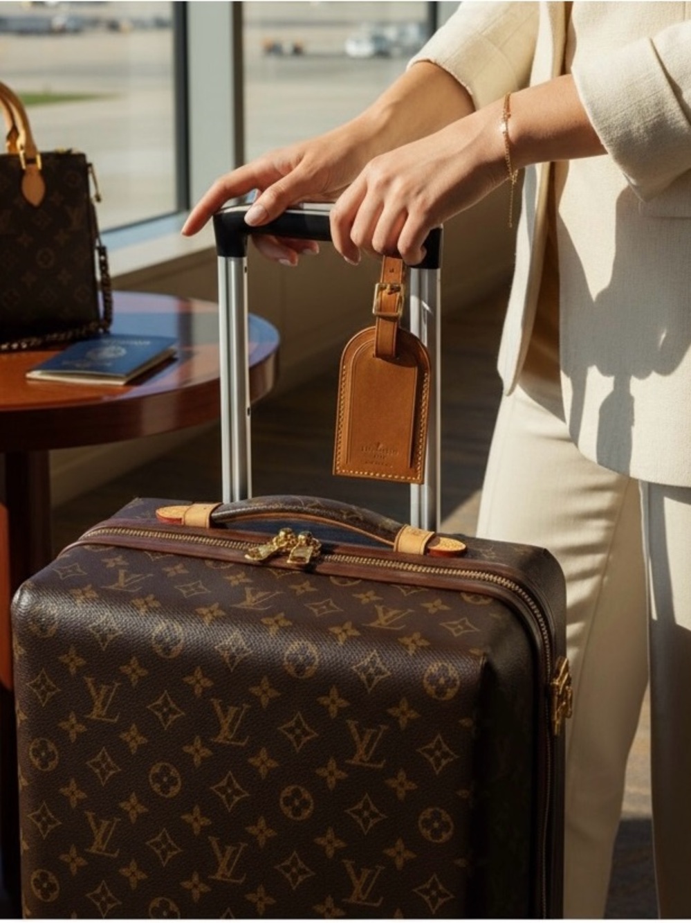 Louis Vuitton Brown Leather Travel Luggage Tag
